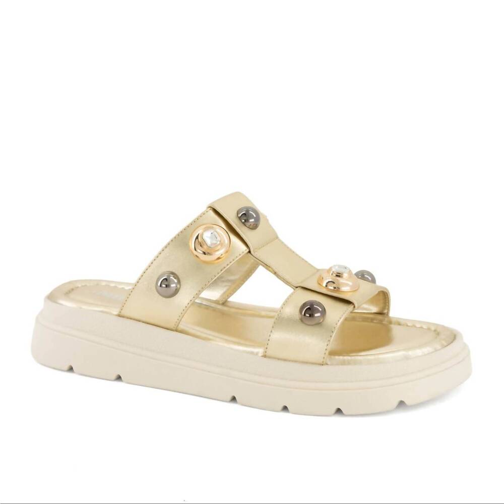 NEW ANDREA women's adorned with decorative studs sandal in gold